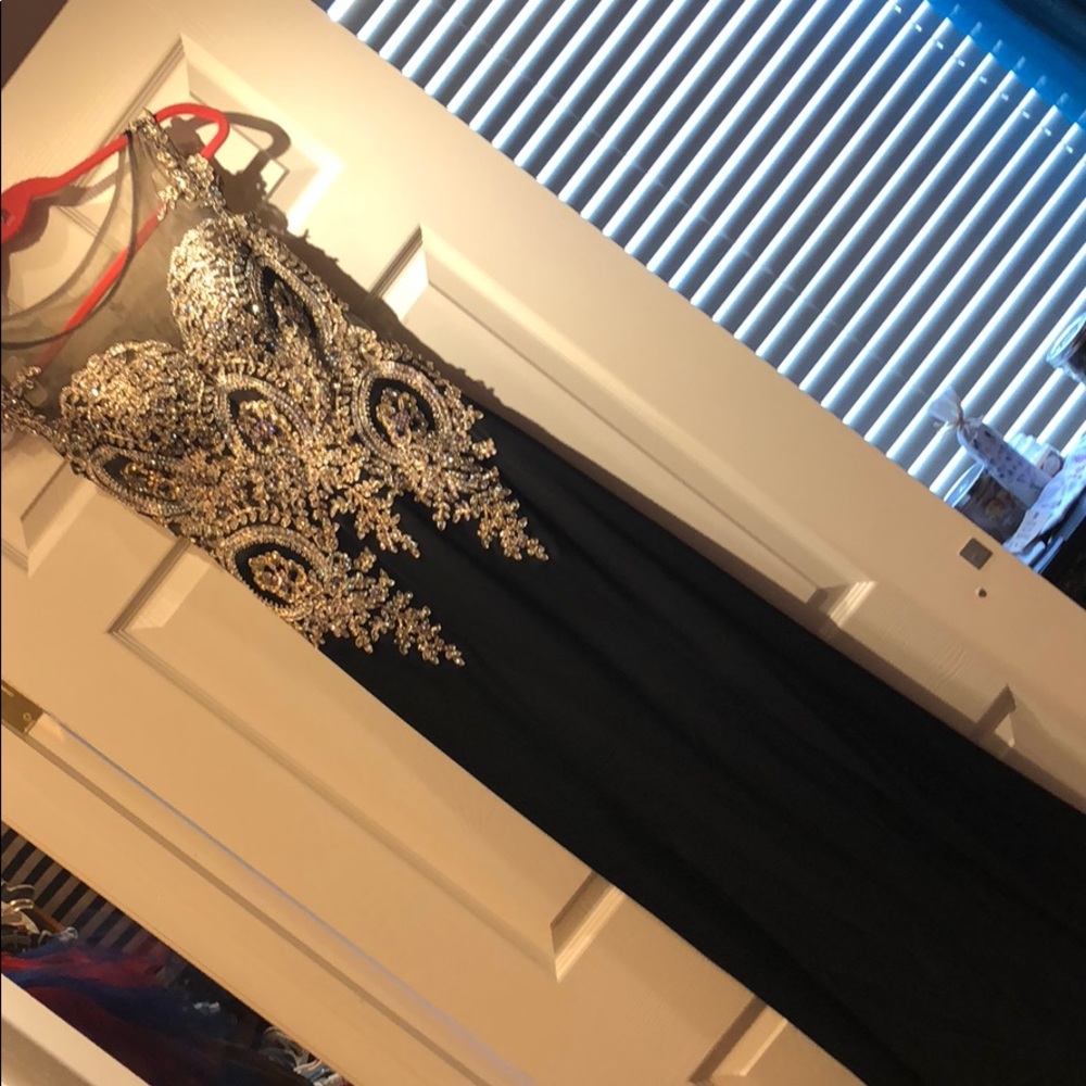 Black, scoop neck formal dress